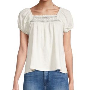 Madewell Seahorse Embroidery Puff-Sleeve Top